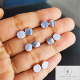 Rough Blue Opal Stud Earrings, Rose Gold Plated Earring, Opal Gemstone Stud Earrings, Raw Blue Opal Earrings, Boho Jewelry,